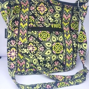 Bocabag Pink Black Beige Cotton Fabric Shoulder Zippered Purse